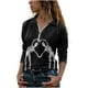 thumbnail image 1 of Moda Mujer Camiseta de manga larga Otoño Cremallera Impresión Blusa Otoño Tops Fridja  czfsfas6639, 1 of 5