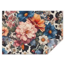 Pioneer Flower Floral Print Pattern Rectangle Tablecloth 60"x84",Waterproof Polyester Rectangle Table Cloth, Wipeable Spillproof Polyester Tablecloth for Dining, Camping, Indoor and Outdoor