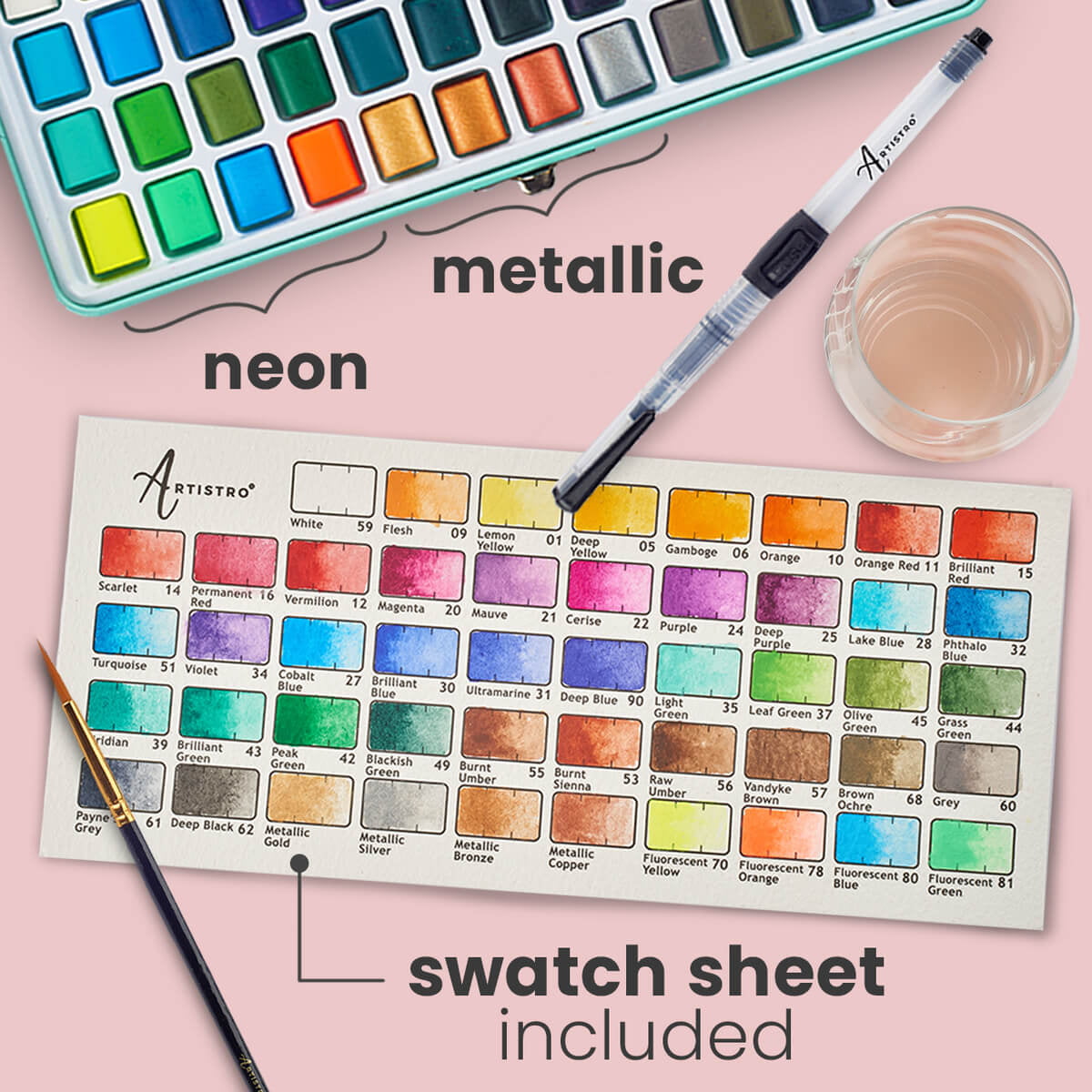 10 pcs Watercolor Paint Brush Set - MozArt Supplies USA