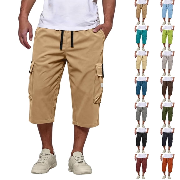 IAJDKMEK Men's Cargo Shorts with Pockets - Modern Hiking Shorts, Lightweight Running Shorts, and Stylish Casual Shorts for Summer Outings,Army Green L