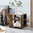 thumbnail image 1 of Leiln. Z Modern Bedside Table/Sofa Three-Layer Side Table/Multi-Function Bedside Table Table Lamp Living Room Bedroom Furniture, Easy to Assemble,Rustic Brown, 1 of 8