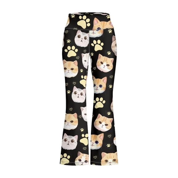 Landzoo Toddler Girls Pants Cute Cat Print Elastic Waist Summer Breathable Pants Size 1-2 Years Black