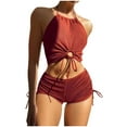 thumbnail image 1 of Bikinis Sets for Women Solid Color Split Body Sexy Backless Bikini Swimsuit Set, 1 of 1