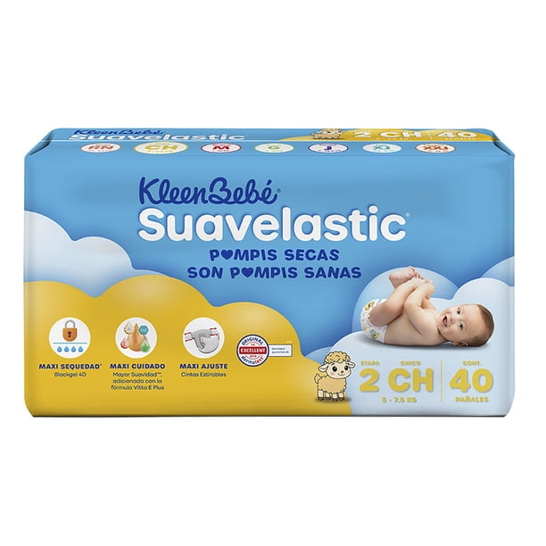 Pañales para bebe Kleenbebé Suavelastic Etapa 2 Chico Unisex 40 Piezas