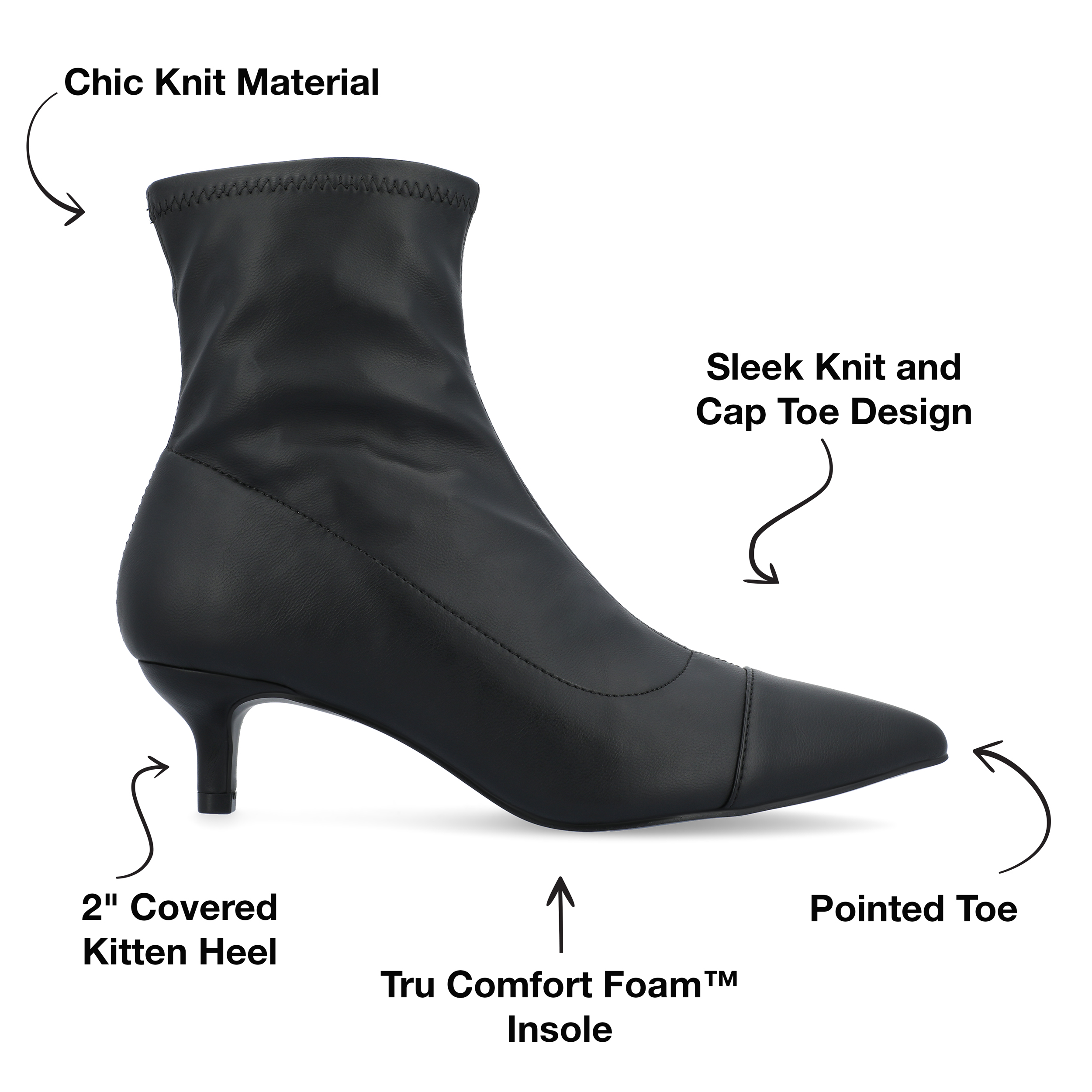 Journee Collection Womens Jadde Tru Comfort Foam Pull On Kitten Heel Bootie