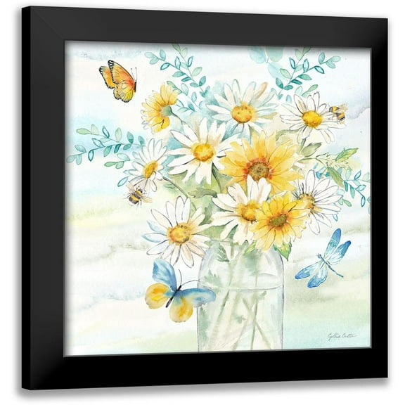 Coulter, Cynthia 12x12 Black Modern Framed Museum Art Print Titled - Daisy Days III clean