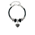 thumbnail image 2 of Delight Jewelry Silvertone Black Resin Heart with Clear Crystals in Frame Sister Celtic Knot Leather Bead Bracelet, 7"+2" Extender, 2 of 4