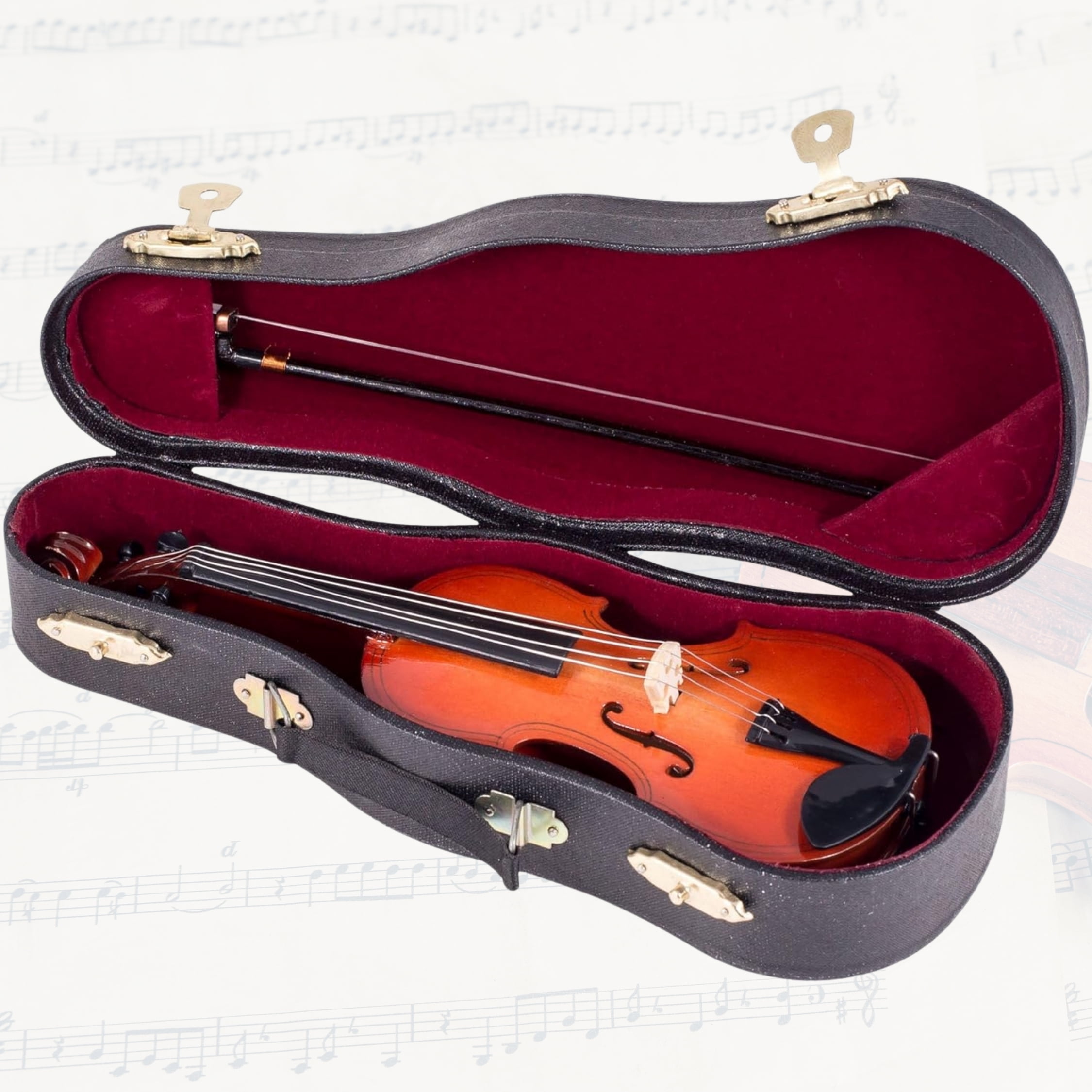 Broadway Gifts Miniature Violin with Case, Stand, and Bow, 7 Inches Tall