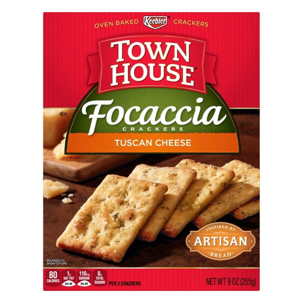 Keebler Town House Focaccia Tuscan Cheese Crackers, 9 Oz.