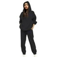 thumbnail image 2 of Women's Merry Print Hooded Sweatsuit Set, 2 Piece Loungewear Outfit, Cute Graphic Hoodie and Jogger Pants, Soft Fleece Tracksuit, Cozy Casual Matching Set Black L, 2 of 4