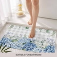 thumbnail image 3 of Blue Flower Door Mat&nbsp;Indoor Outdoor Entrance, Non Slip Rug for Kitchen Bathroom Entryway Rug, Grey Plaid Hydrangeas Eucalyptus Leaves Washable Doormat Floor Mat for Office Home Decor 24x36 Inch, 3 of 8