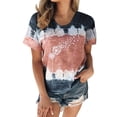 thumbnail image 1 of Hauts pour Femmes Décontractés Été Manches Courtes Tunique Ample T-Shirts Chic Henley Col Rond Mode Imprimé Blouses Basiques, 1 of 4