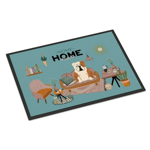 Fawn White English Bulldog Sweet Home Indoor or Outdoor Mat 18x27 CK7970MAT