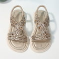 thumbnail image 5 of TAIAOJING Toddler Girl Princess Sandals Rhinestone Slingback Sandals Summer Elastic Ankle Strap Casual Bohemian Beach Shoes Soft 5-5.5Y, 5 of 8