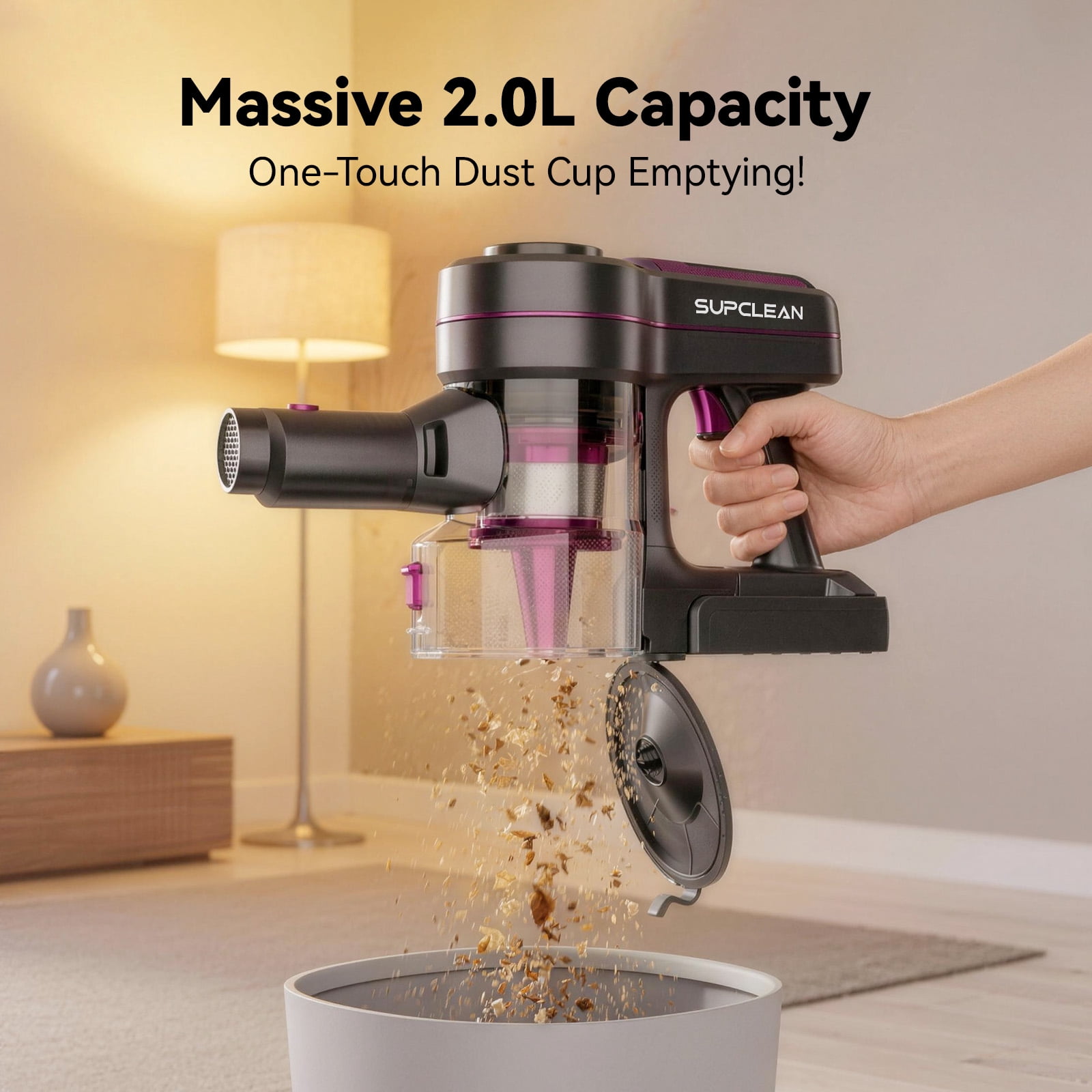 Supclean Cordless Vacuum Cleaner 40KPa 600W 70Mins Runtime 2.0L Dust Cup Self-Standing Lightweight Stick Vacuum for Pet Hair Carpet Hardwood Floor