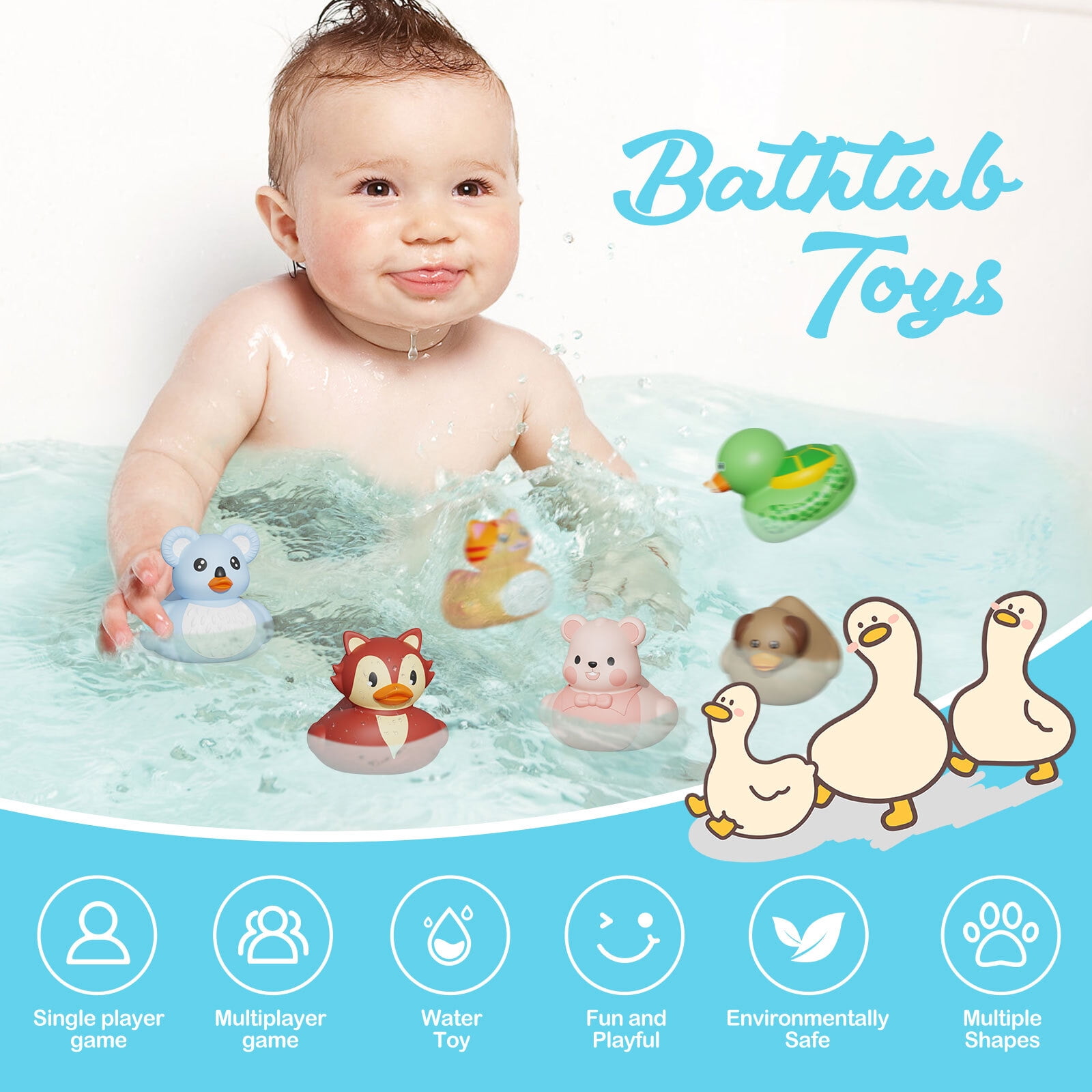 Sumsoltic 25 Pcs Baby Bath Toys, Mini Rubber Ducks No Hole Design, Safe Bath Toys for Babies Infants Toddlers and Kids,Pool Toys Party Favors
