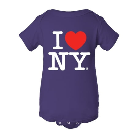 

I Love New York Screen Printed Baby Bodysuits Purple S (0M-6M)