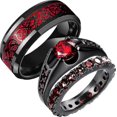 thumbnail image 1 of Jewelry Ruby Couple Ring Valentine's Day Gift Wedding Ring Sets, 1 of 1