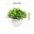 thumbnail image 3 of Dongrere Small Artificial Potted Shrub, Plastic Fake Greenery Plant with White Pot for Home Office Desk Bathroom Tabletop Decor, Green, 3 of 7