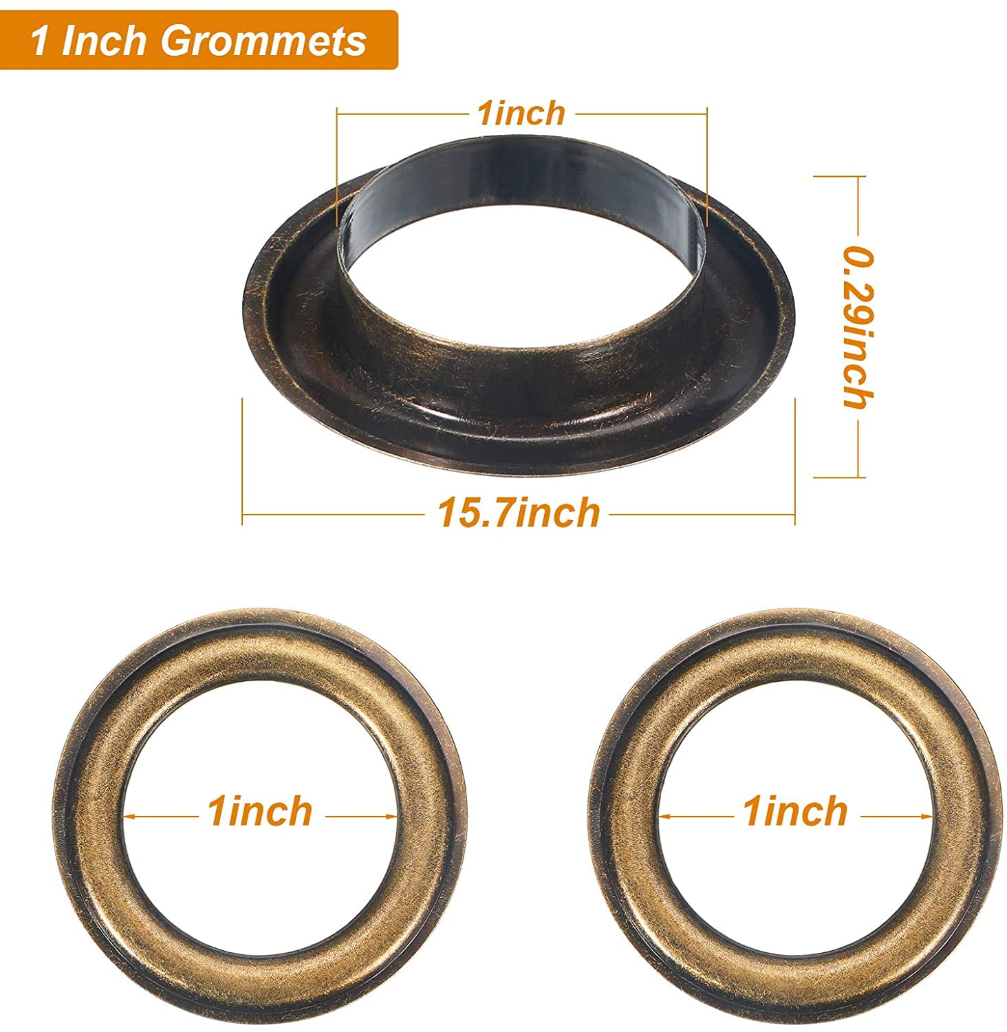 30mm Bronze Brass Grommets Eyelets with Washers Curtains Crafts Leather DIY 
