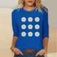 thumbnail image 4 of Tops de Cuello Redondo para las Mujeres Moda Impresa 3/4 Mangas Blusa Casual Top, Estante de Imitación, 4 of 5