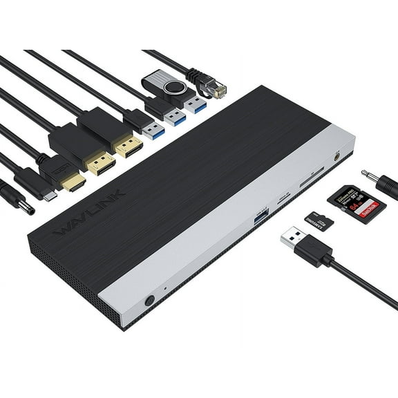WAVLINK USB-C Docking Station Triple Display 4K MST 65W Power Delivery for MacOS & Windows & Chrome OS(2*DP,HDMI,4*USB,PC Charging,Gigabit Ethernet,SD/TF and Audio)