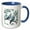 Blue/White, variant on 3drose, Two Turtle Doves in Grey and Blue Cut-out Stencil on White Background, 15oz Two-tone Blue Mug