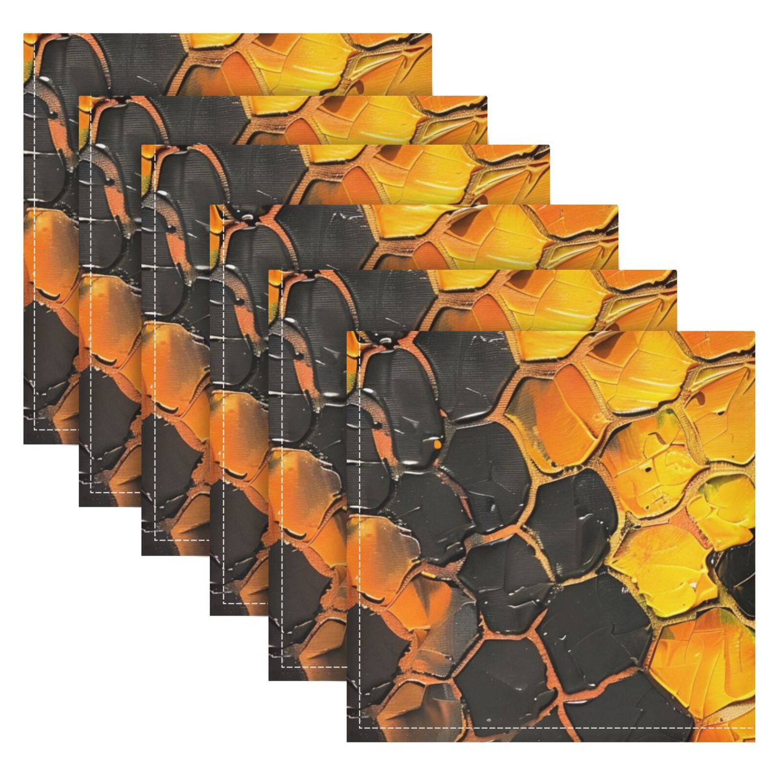 JSTEL Snake Skin Print Painting Cloth Napkins Set of 6, 20x20 Inch Washable and Reusable Napkin for Decoupage Dinner Party Everyday Use