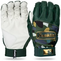 Franklin Sports MLB Batting Gloves - Digitek Camo Baseball Softball Batting Gloves - Premium Leather Baseball Batting Gloves - Batting Glove Pair - Forest Green Gold Camo - Youth Small