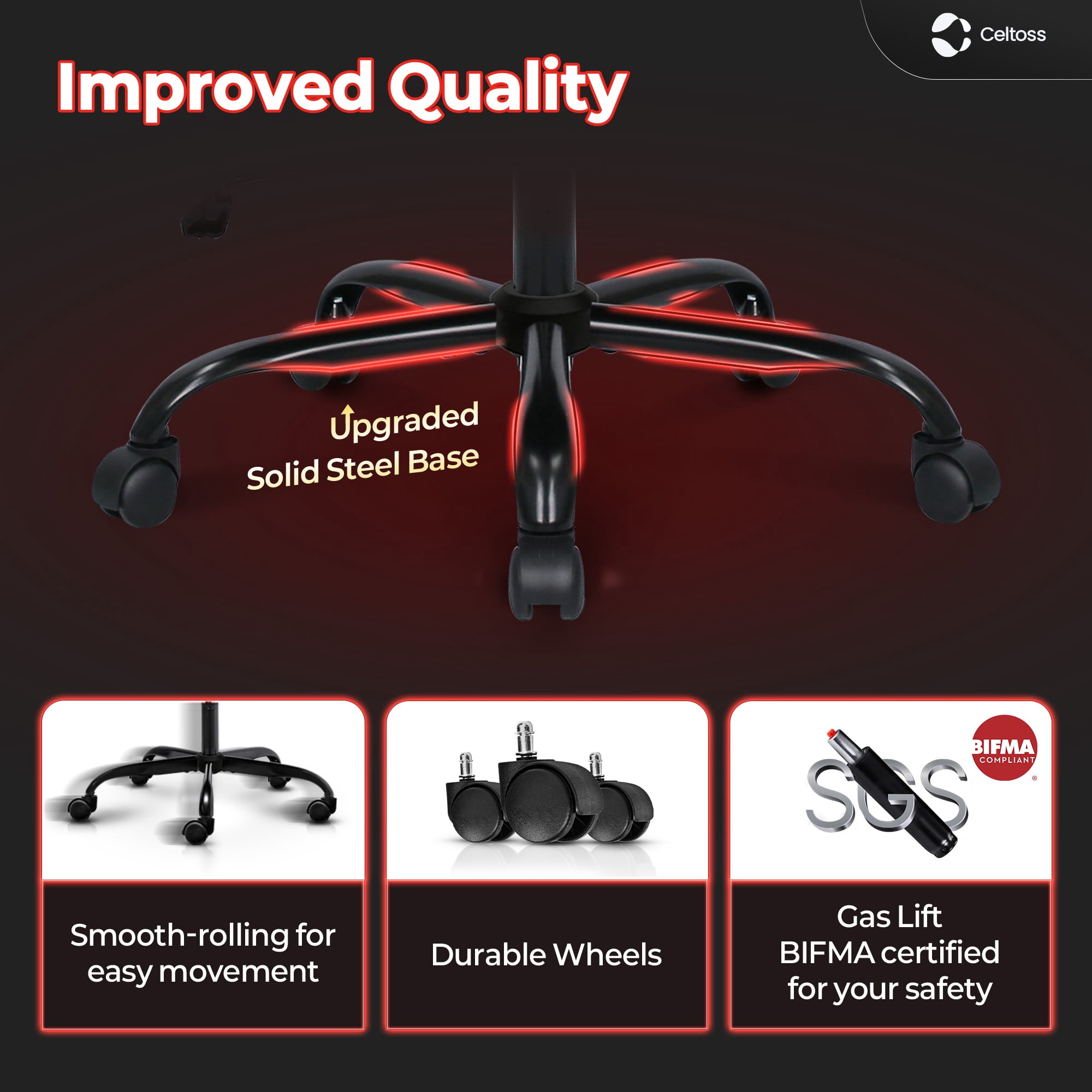 CELTOSS  Red Gaming Chair, Flip-up Armrest Computer Chair Ergonomic Office Chair PU Leather Desk Chair Executive Adjustable Swivel Task Chair