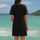 thumbnail image 3 of Traje de baño de bikini informal de color liso con escote en V y manga corta con trenzado lateral para mujer, camisa de playa de poliéster para mujer, 3 of 7