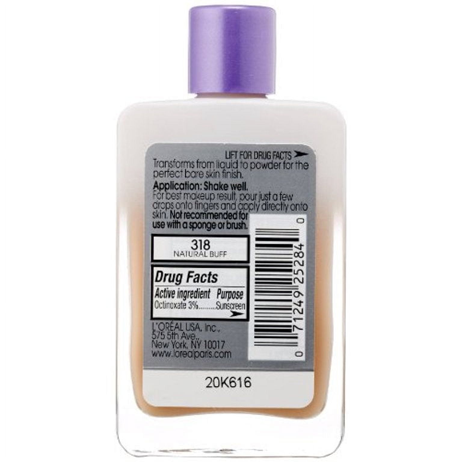 L'Oréal Paris Magic Nude Liquid Powder Bare Skin Perfecting Makeup, 318 Natural Buff, 0.91 Fl. Oz.