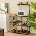 thumbnail image 3 of Costway 4-Tier Kitchen Baker's Rack Microwave Stand w/Basket & 5 Hooks  Rustic Brown, 3 of 10