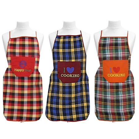 

Kuber Industries Cotton 3 Pieces waterproof Apron with Front Pocket (Multi) -CTKTC8865