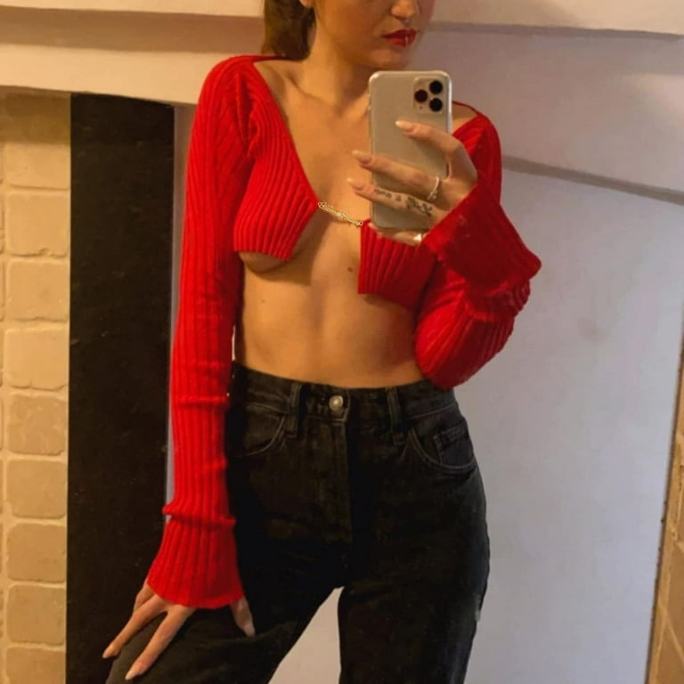 Y2k Knitted Halter Crop Top Sexy Casual Sweater Women's - Temu Republic of  Korea