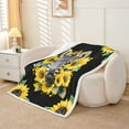 thumbnail image 2 of Zebra Throw Blanket, Sunflower Petal Fleece Blanket Queen Size, Cute Animal Wildlife Sherpa Blanket Rustic Floral Country Fuzzy Blanket Black Yellow Bedroom Decor, 2 of 7