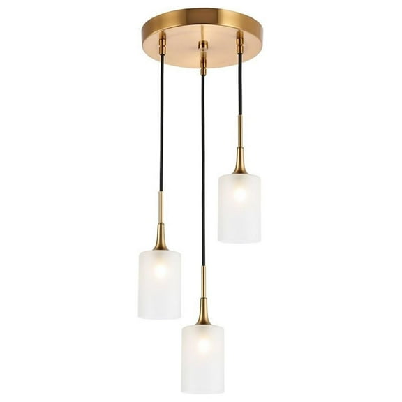 Woodbridge Lighting Chelsea 3-Light Opal Glass & Steel Cluster Pendant in Brass