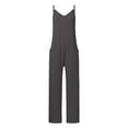thumbnail image 3 of Womens Jumpers and Rompers Solid Color Casual Pocket Strap Jumpsuit Pantsuits Bodysuit, 3 of 5