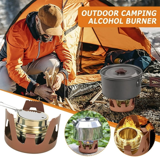 AMERTEER Brûleur à Spirituel Portable Léger en Laiton avec Support en Aluminium pour Camping Randonnée