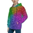 thumbnail image 2 of Uemuo Colorful Glitter Pattern Hooded Sweatshirt for Youth Pullover with Kangaroo Pocket Trendy youth sweatshirt Casual Hoodie for Boys and Girls-Small, 2 of 6