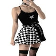 thumbnail image 3 of MesaSe Women High Waist Checkerboard Print Color Block Flared Mini Skirt, 3 of 6