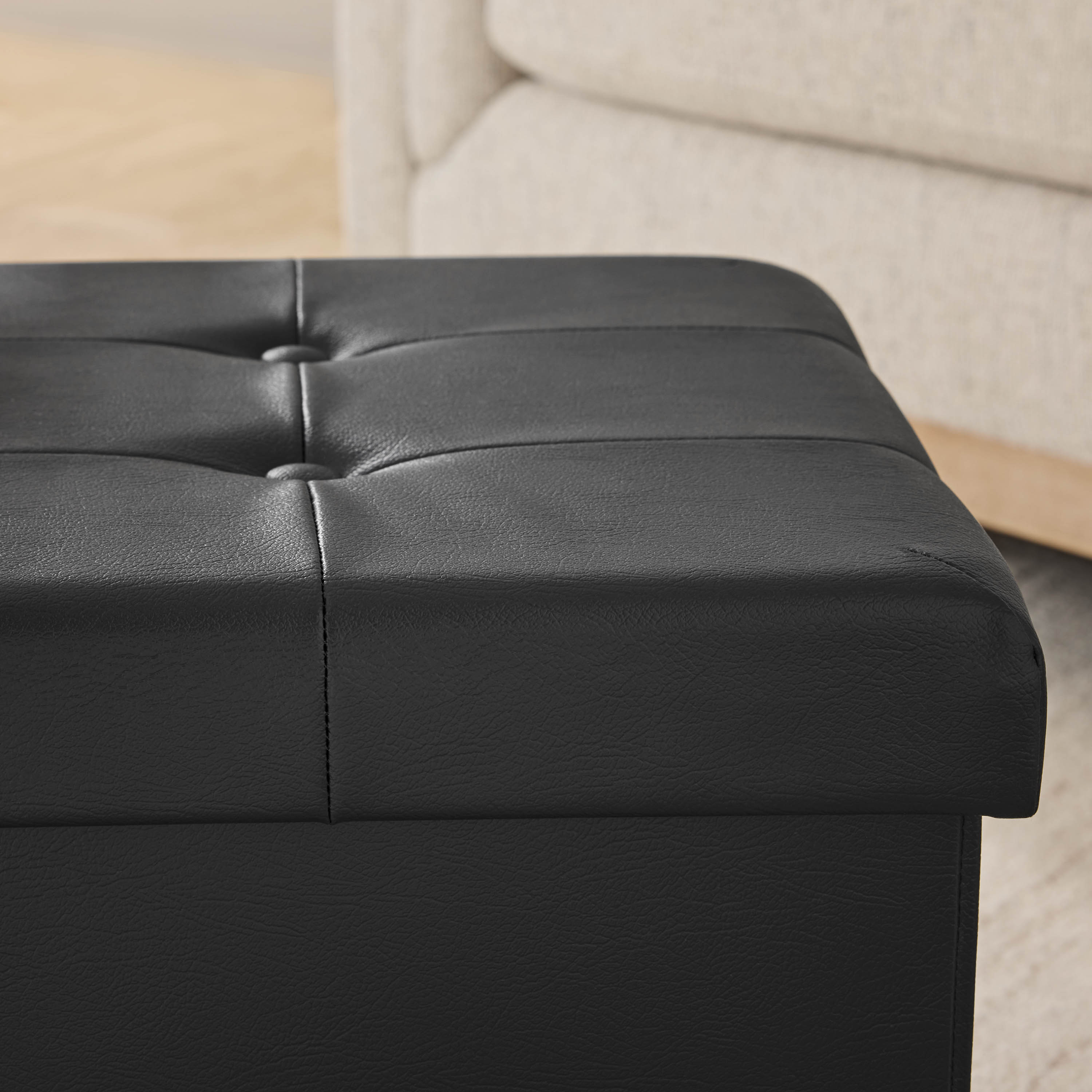 Mainstays 30 in Collapsible Storage Bench, Black photo 3