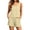 Yellow, variant on Costeam Womens Linen Blend Contrast Stitch Two Piece Outfit Sleeveless Scoop Neck Crop Tank Drawstring Elastic Waist Shorts Dual Side Pockets Loose Fit Summer Co Ord Set