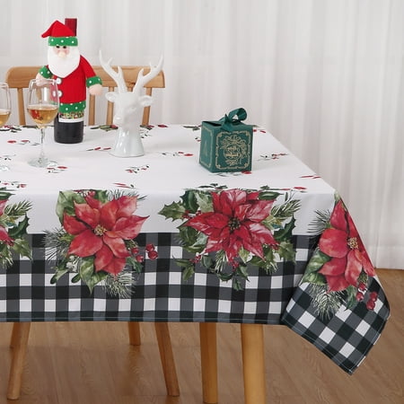 

Haperlare Christmas Checked Table Cloth Rectangle 60 x84 Waterproof Winter Holiday Xmas Kitchen Christmas Table Decorations for Home Dining Party White/Black