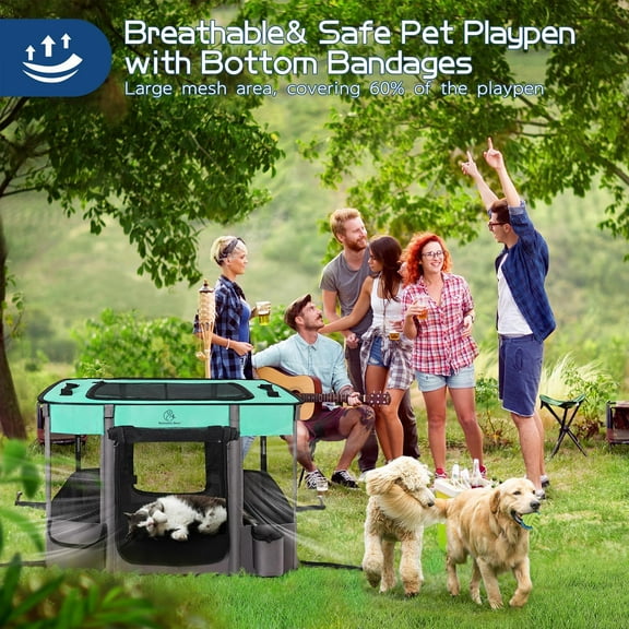 Foldable Pet Playpen with Water-Resistant Cover, Portable Exercise Kennel for Small Dogs Cats