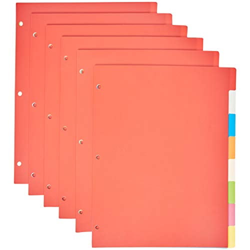 Basics 3 Ring Binder Dividers with 8 Tabs, Pack of 6 Sets