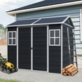 thumbnail image 2 of Jopath 8ft x 6ft Resin Outdoor Storage Shed Waterproof Shed with Two Windows and Lockable Door, Tool Shed with Floor for Garden Patio Backyard Black, 2 of 7