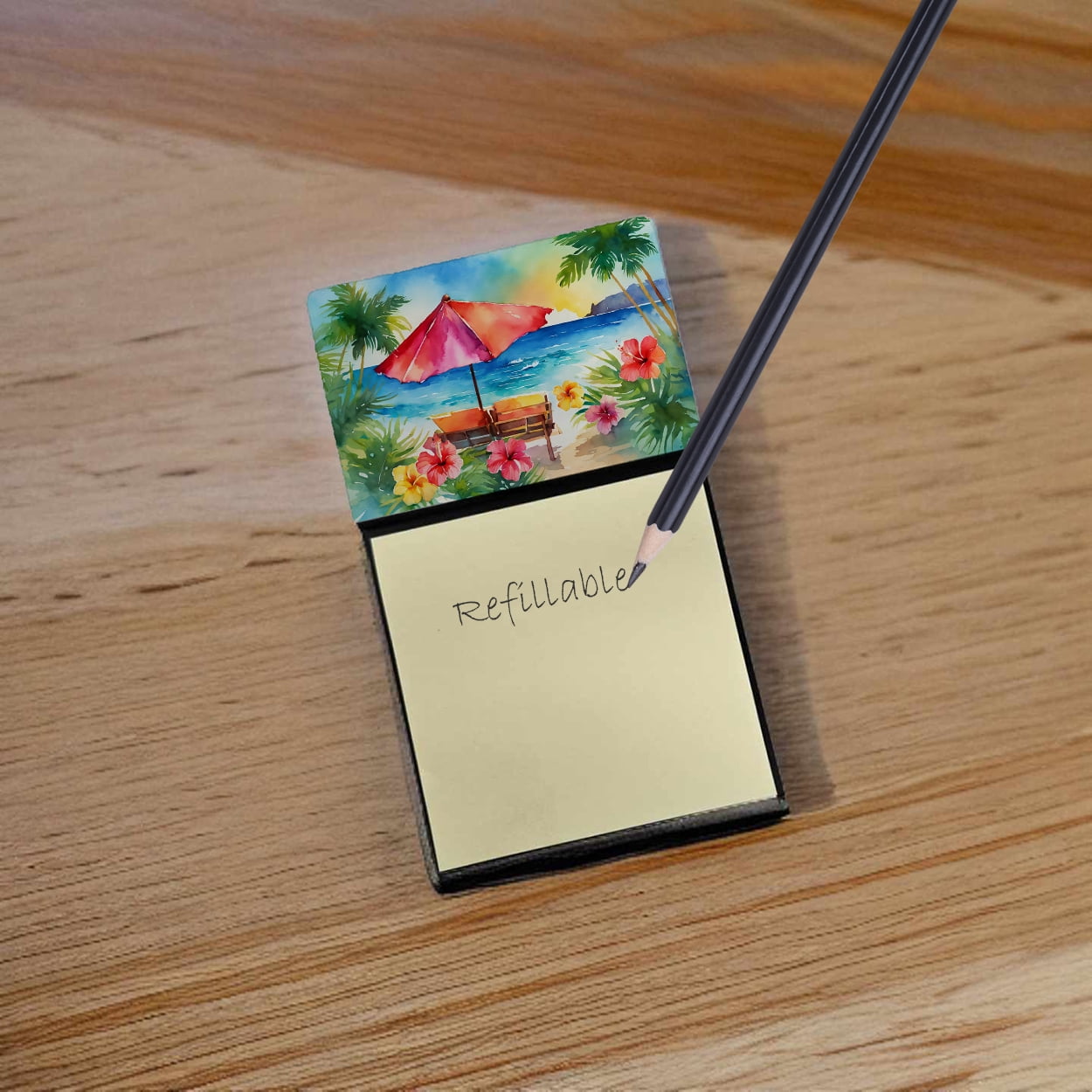 Hawaii Hawaiian Hibiscus in Watercolor Sticky Note Holder 3.25 in x 5.25 in