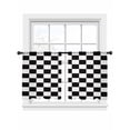 thumbnail image 7 of Black Plaid White Plaid Sheer Curtains 45 inches Long 2 Panels Set Simple Classic Geometric Tiers Sheers Rod Pocket Small Window Short Curtains for Kitchen Cafe, Each 52" W x 45" L, 7 of 7