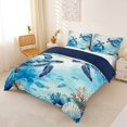 thumbnail image 3 of spefrowx Ink Blue Sea Turtle Duvet Cover Queen for Kids Boys, Teal Coral Fish Seabed Print Queen Bedding, Navy Reversible, 3 Pieces, 1 Duvet Cover and 2 Pillowcases, 3 of 6